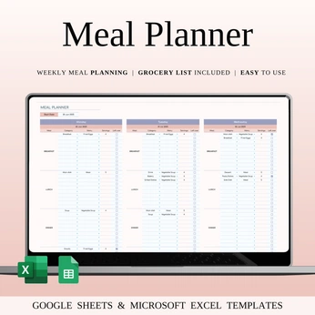 A cover of "Meal Planner Template" cluster. The owner is spreadsheetshub. The cluster description is "Weekly Meal Planner with Grocery List & Budget 2026". The cluster consists of 1 element.