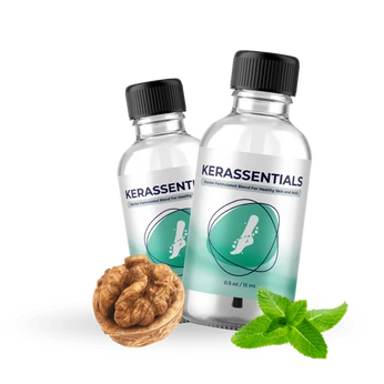 A cover of "Kerassentials Oil" cluster. The owner is naturalsuplement. The cluster description is "Kerassentials Oil - Natural nail fungus treatment". The cluster consists of 5 elements.