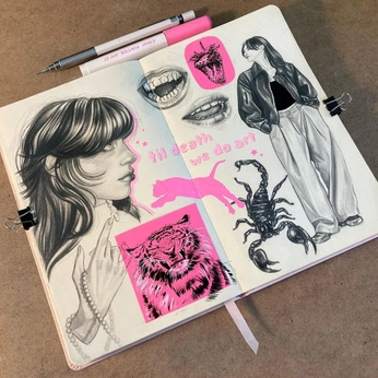 A cover of "Sketchbook" cluster. The owner is lolaashwell. The cluster consists of 7 elements.