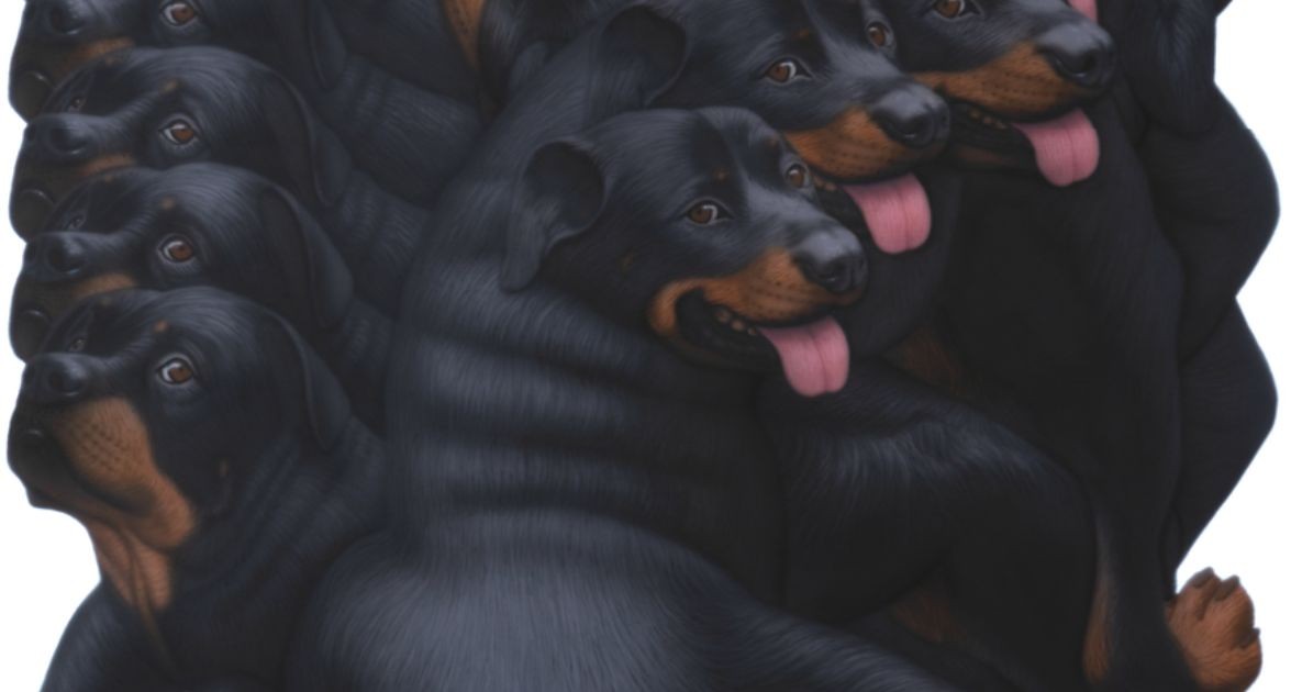 Younguk Yi's hyperrealist oil on canvas painting, Companion Dog (2023).