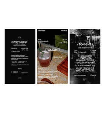 A cover of "vips only... 🍸" cluster. The owner is maggiemeister. The cluster consists of 6 elements.