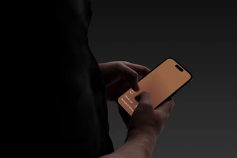 A cover of "iPhone dark mode" cluster. The owner is devicegraphics. The cluster description is "iPhone Collection by Device.Graphics™ with a dark background.". The cluster consists of 43 elements.