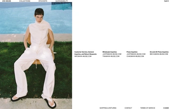 A cover of "AYA MUSE" cluster. The owner is vovavindar. The cluster description is "Ethical & Sustainable Clothing Brand From the Heart of Los Angeles". The cluster consists of 14 elements.