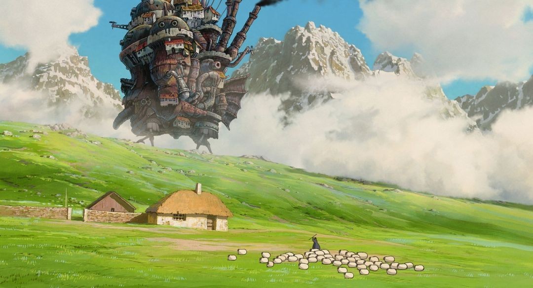 A scene from the 2004 animated film Howl's Moving Castle by director Hayao Miyazaki and Studio Ghibli.