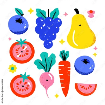 A cover of "Colorful fruit illustrat" cluster. The owner is aburadrafiu. The cluster consists of 42 elements.