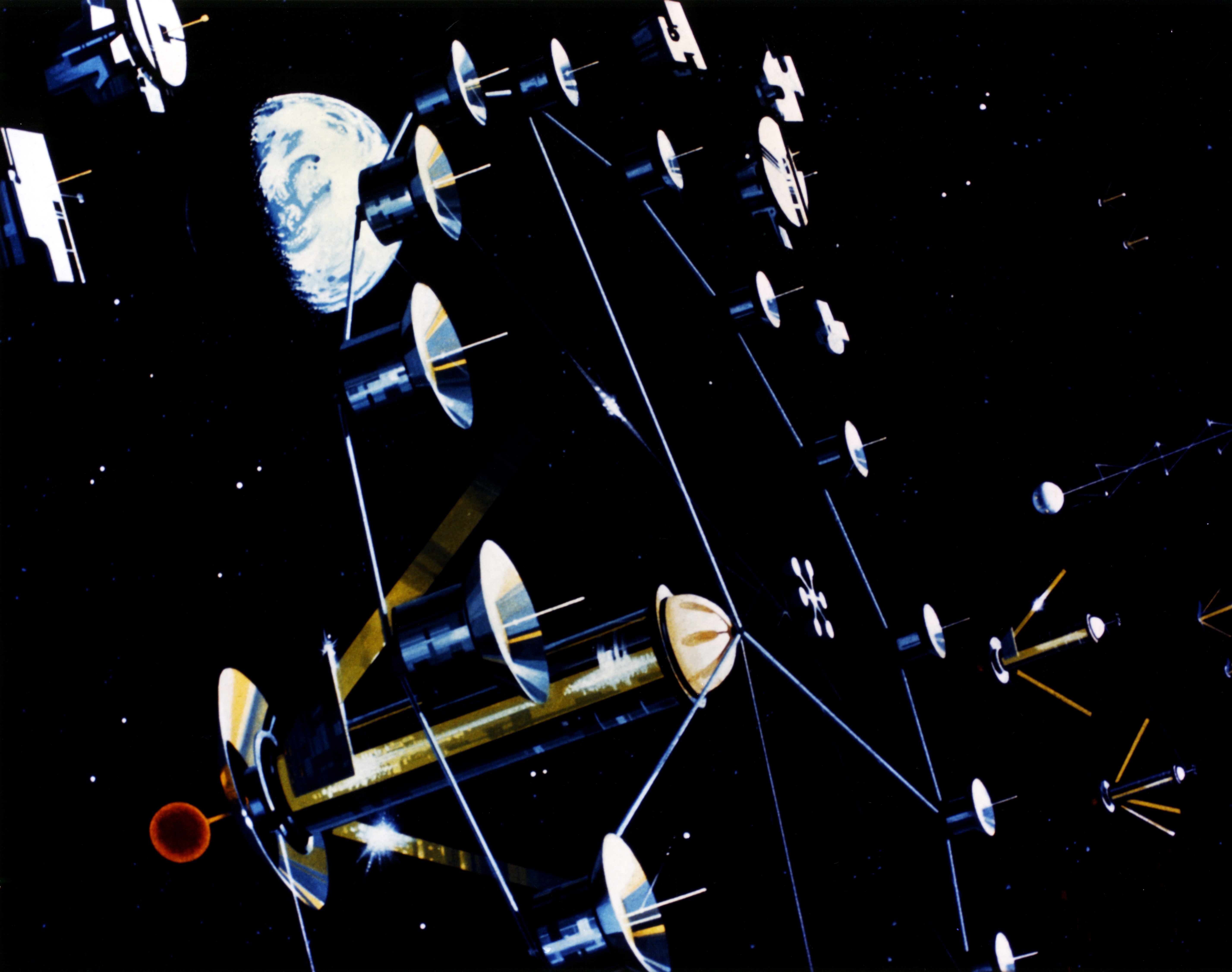 Uncredited illustration of two-cylinder colonies facing the sun.