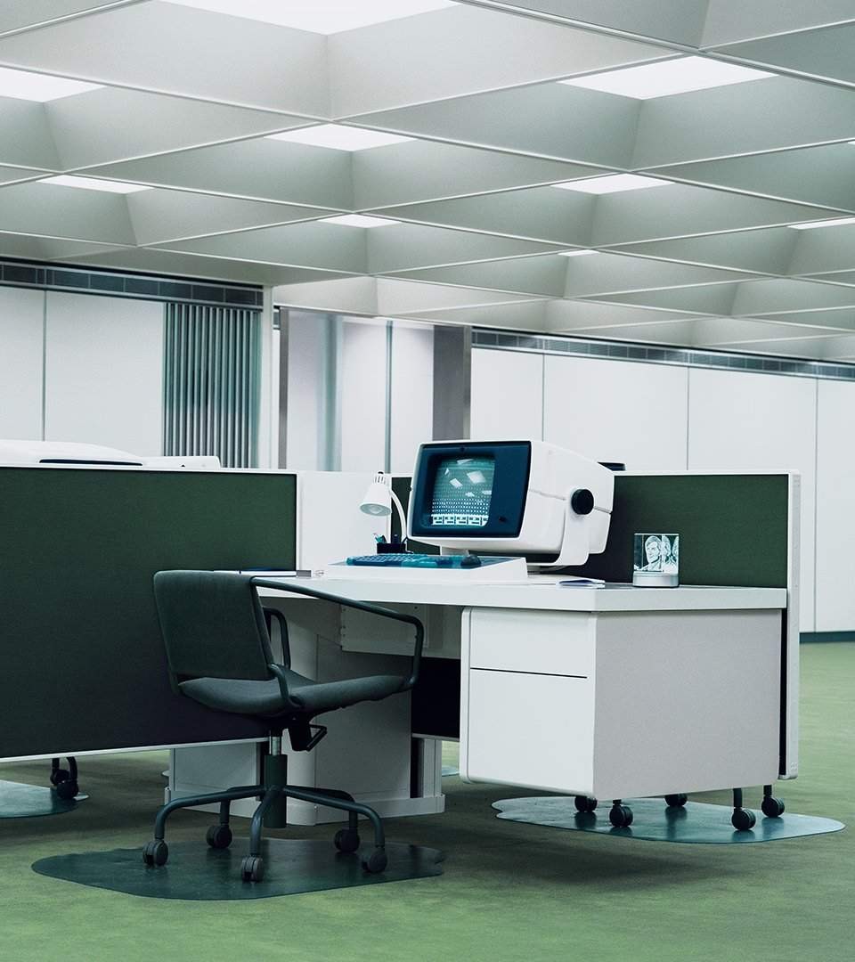 An image uploaded on May 31, 2024. May present: severance cubicle, interior design, cubicle, computer, personal computer.