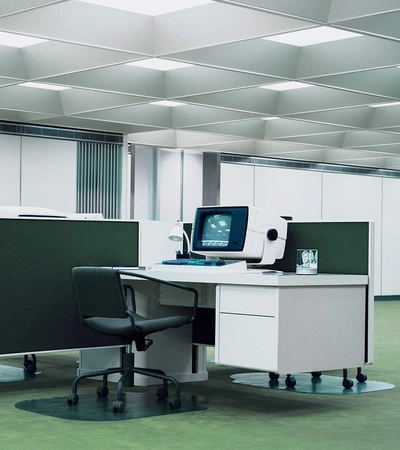 An image uploaded on May 31, 2024. May present: severance cubicle, interior design, cubicle, computer, personal computer.