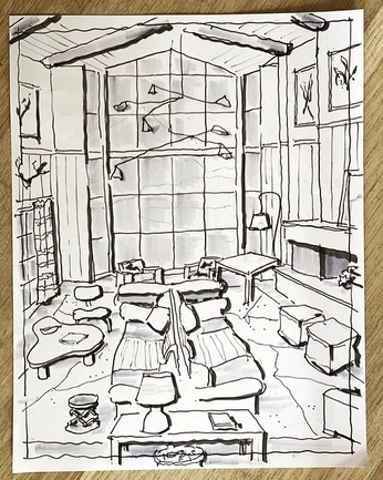 A cover of "Interior design sketches" cluster. The owner is vale.bova. The cluster consists of 6 elements.