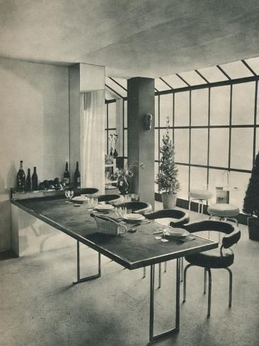 The 1928 Dining Room by designer Charlotte Perriand, exhibited at the 1928 Salon des artistes décorateurs.