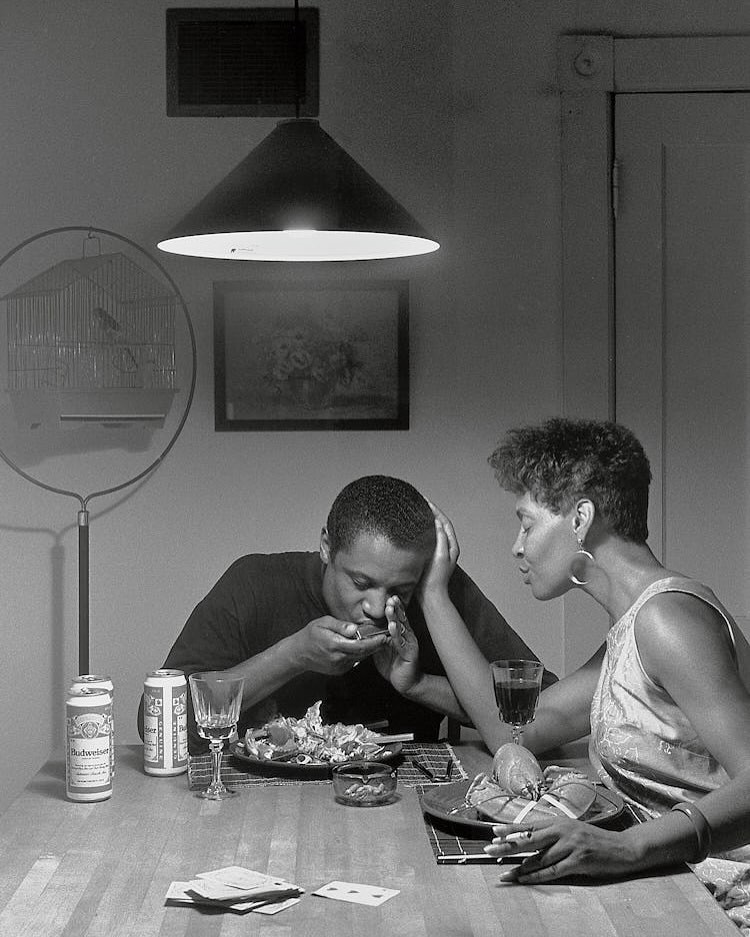 An Instagram  post added on Feb 24, 2025. The author is @urbanthrowbacks. May present: kitchen table series weems, carrie mae weems: kitchen table series, kitchen table series (limited edition), untitled (man and mirror).