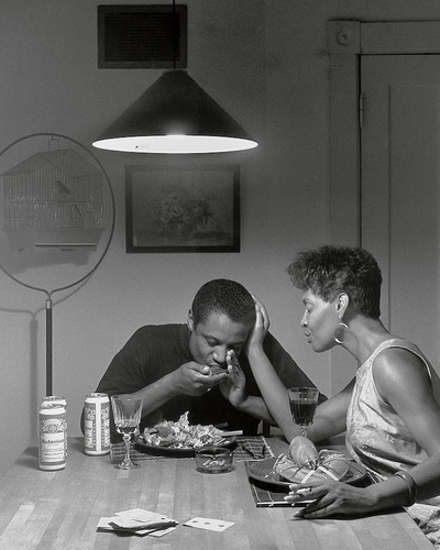 An Instagram  post added on Feb 24, 2025. The author is @urbanthrowbacks. May present: kitchen table series weems, carrie mae weems: kitchen table series, kitchen table series (limited edition), untitled (man and mirror).