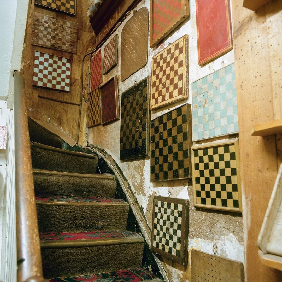 Chessboards, part of Jasper Fry's photography exhibition Prop Houses in London, 2021.