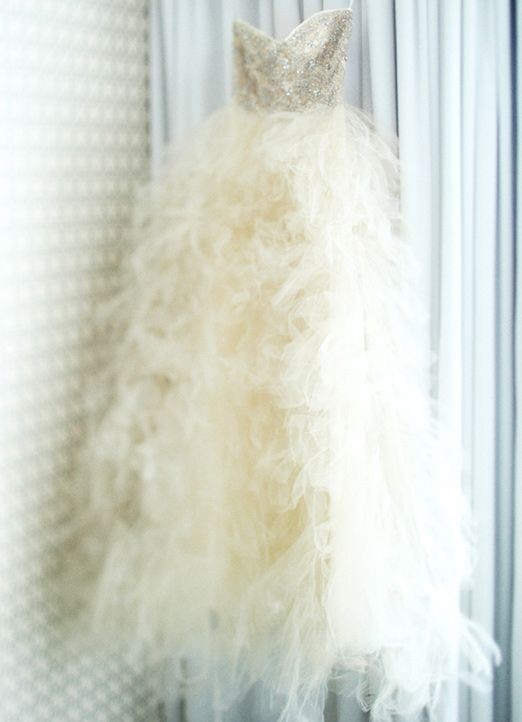 Custom Monique Lhuillier dress from the wedding of Sarah Yates Mora. Photo by Nancy Neil.