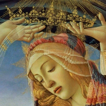 A cover of "A-02: Sacred Crops" cluster. The owner is ari.archive. The cluster description is "Details from the Renaissance & Classical Art". The cluster consists of 68 elements.