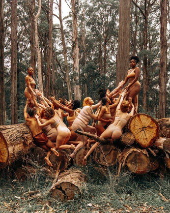 A cover of "Narrm" cluster. The owner is kalogenic. The cluster description is "fine art, photography, human connection, portraiture". The cluster consists of 5 elements.