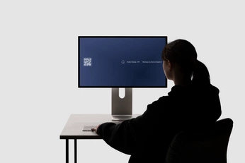 A cover of "Studio Display Mockups" cluster. The owner is devicegraphics. The cluster description is "Featuring the Studio Display Collection by Device.Graphics™". The cluster consists of 32 elements.