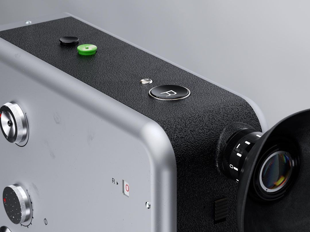 A 3D render of the Nizo S 800 Braun Super 8 camera by Once In A While Renders.