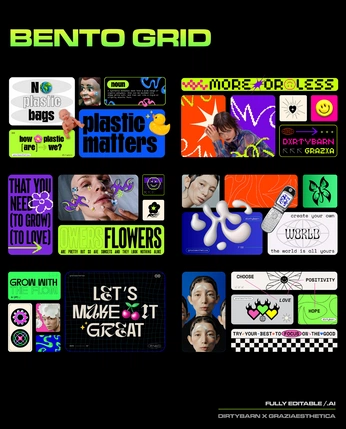 A cover of "bento portfolio" cluster. The owner is dibidib. The cluster consists of 13 elements.