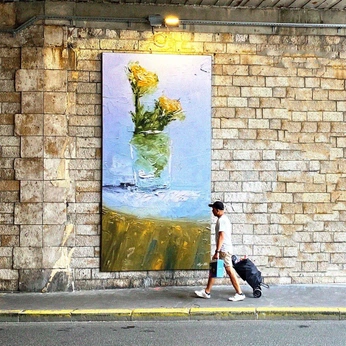 A cover of "Painting" cluster. The owner is hugo01. The cluster description is "Oil paintings from 2019 to now.". The cluster consists of 4 elements.