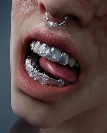 A cover of "Grillz inspo" cluster. The owner is erinwolfkilla. The cluster consists of 8 elements.