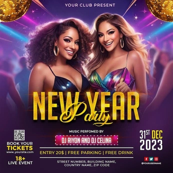 A cover of "New Year/ Party post" cluster. The owner is msdesign.club. The cluster consists of 17 elements.