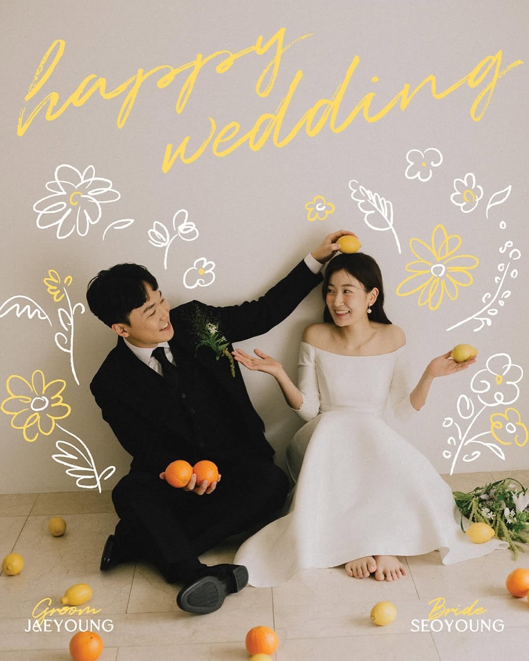 A custom wedding invitation for groom Jaeyoung and bride Seoyoung, designed by Ourhour.