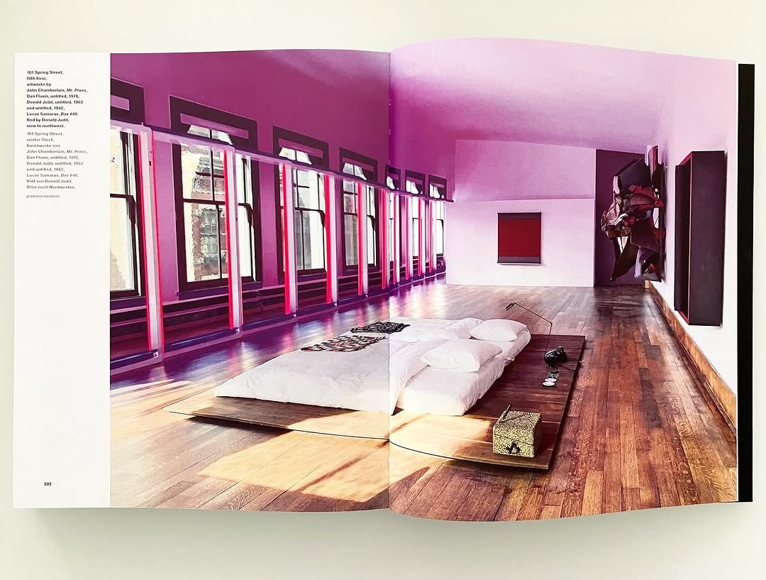 The fifth floor of Donald Judd's 101 Spring Street home, with works by John Chamberlain and Dan Flavin.