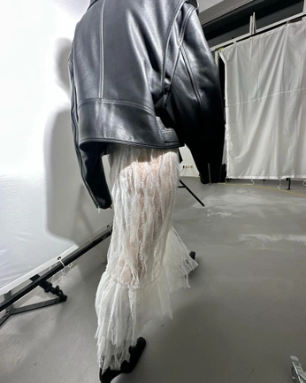 A cover of "FA25: Lace + Leather" cluster. The owner is gliss.studio. The cluster consists of 4 elements.