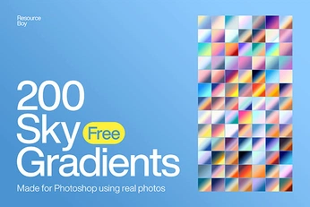 A cover of "Free Photoshop Gradients" cluster. The owner is resourceboy. The cluster consists of 22 elements.