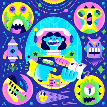 A cover of "Illustration" cluster. The owner is evanplace. The cluster description is "General Illustrations". The cluster consists of 32 elements.