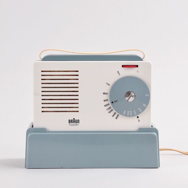 Braun's Exporter 2 portable radio, designed by Dieter Rams and HfG Ulm in 1955.