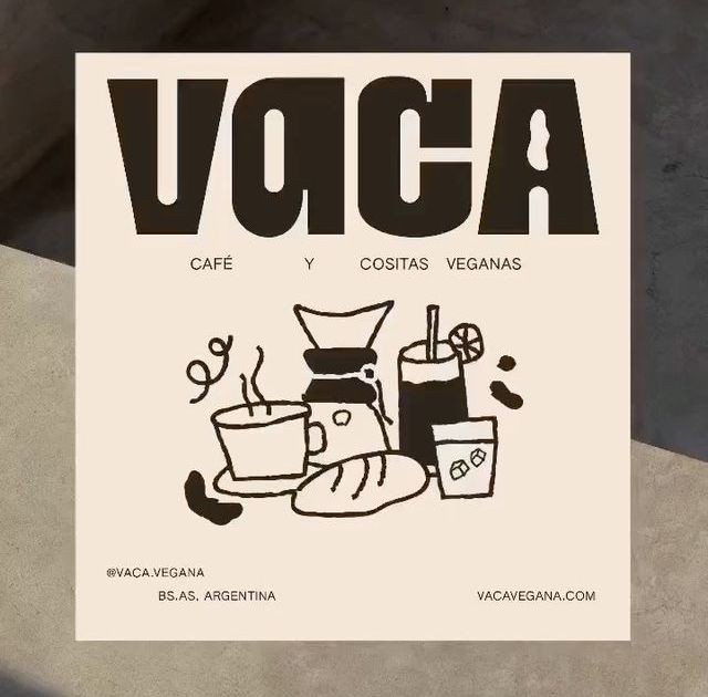 Branding for VACA, a vegan coffee shop in Buenos Aires, by designer Micaela Gushiken.