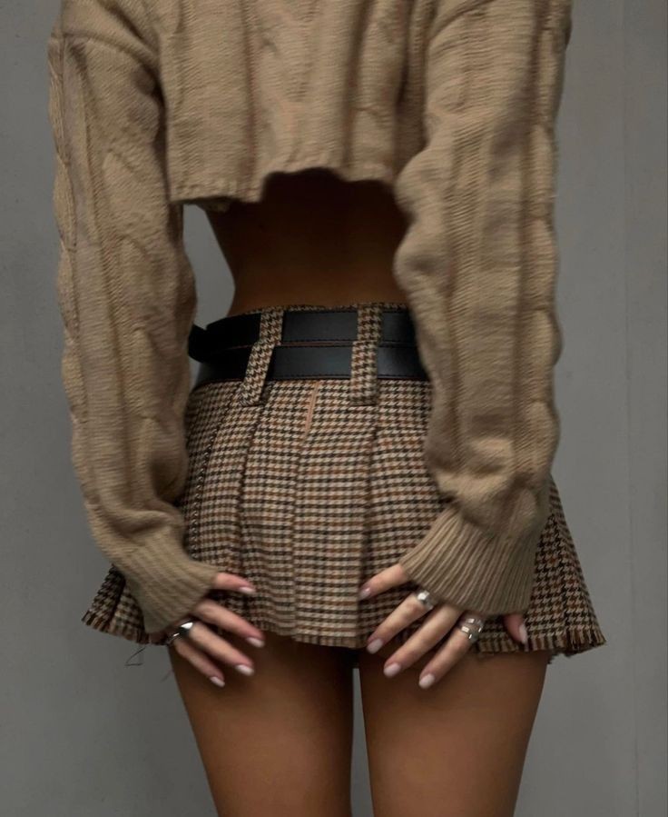 A Pinterest pin added by sptmbrszn on Mar 17, 2025. The author is @sptmbrszn. May present: plaid, skirt, belt, dress, clothing.